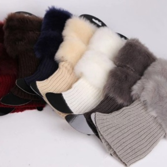 Winter Fur Cuff Knit Boot Toppers - Picture 2 of 4